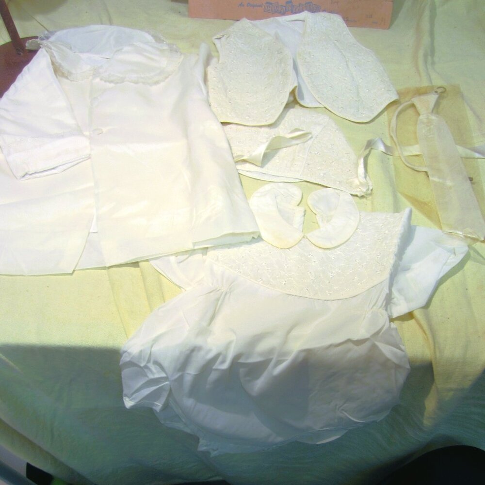 VTG 60'S PERIOD DRESS BOYS BAPTISM SET, 5 PCS, GREAT DOLL DRESS UP